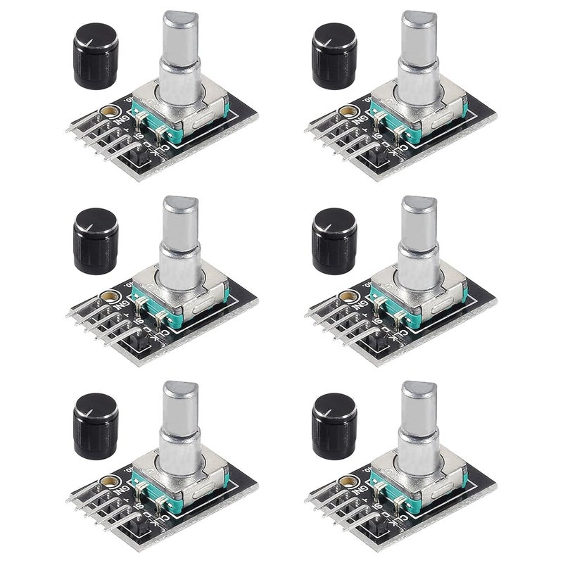 XIITIA 6pcs KY-040 Rotary Encoder Module 360 Degree Switch Encoders with Knobs Cap Brick Sensor Modules - Image 1